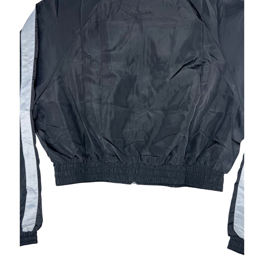 Cest Toi Cropped Black Nylon Jacket With Reflective Stripes & Zippered Front M - Picture 14 of 15